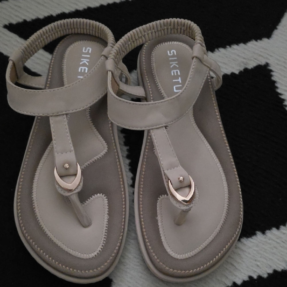 Siketus Taupe T-Strap Comfort Sandals for Women